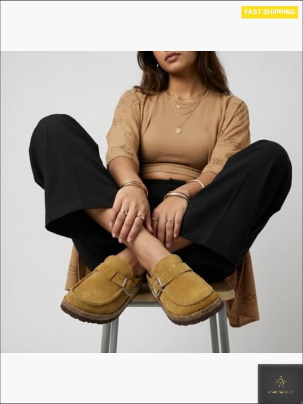 Genuine Leather Suede Mule Clogs with Cork Footbed Buckle Strap Comfort - Picture 6 of 7